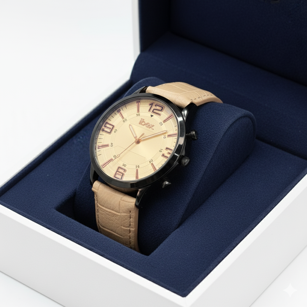 Ibex-Classic G.White Leather Strap Watch