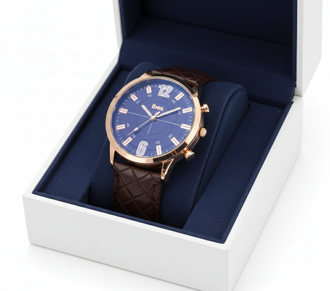 Ibex-Classic Brown Leather Strap Watch