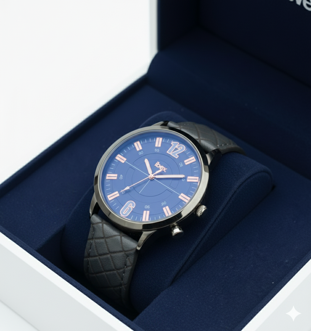 Ibex- Classic Grey Leather Strap Watch