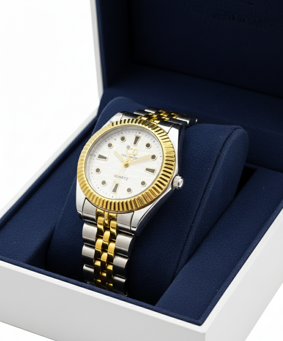 CD-Collection Elegant Quartz Watch with Gold Accents