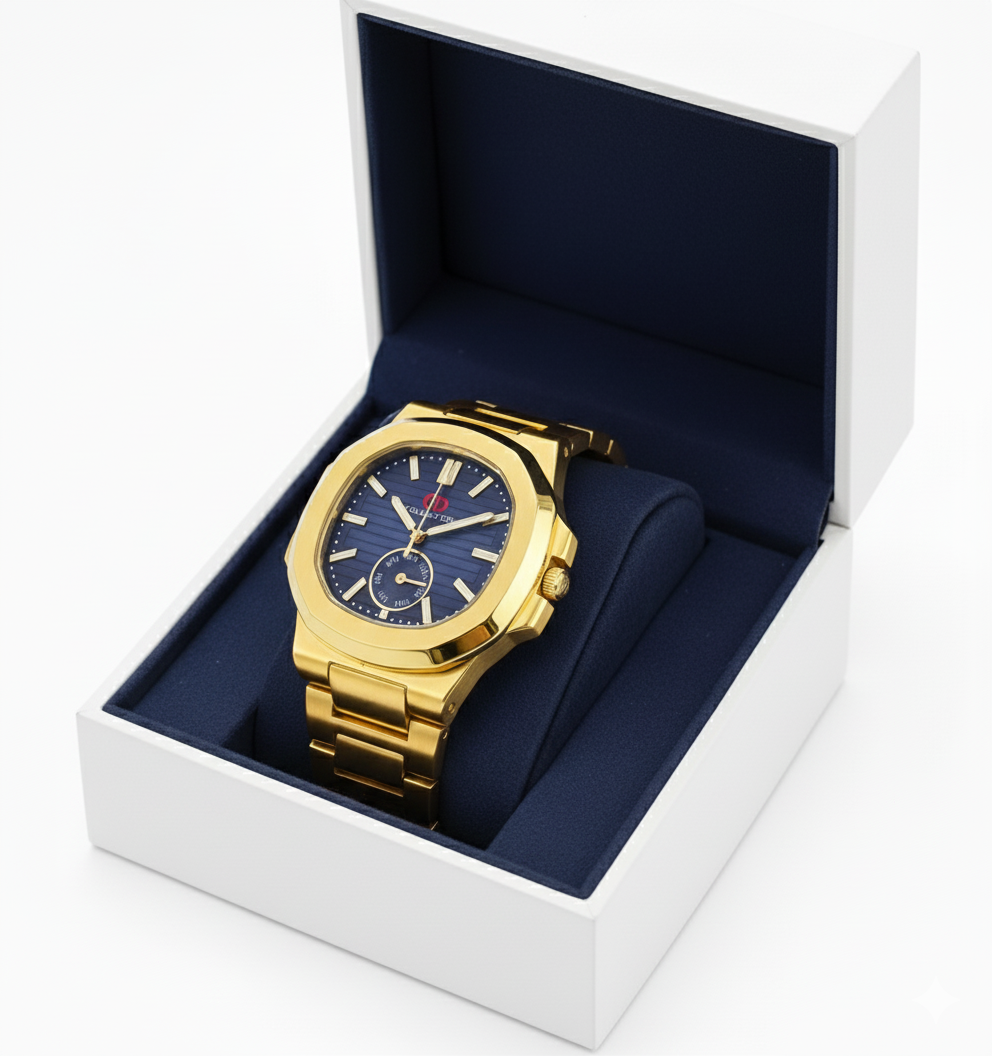 CD-Collection Luxury Gold-Plated Watch with Chronograph Function