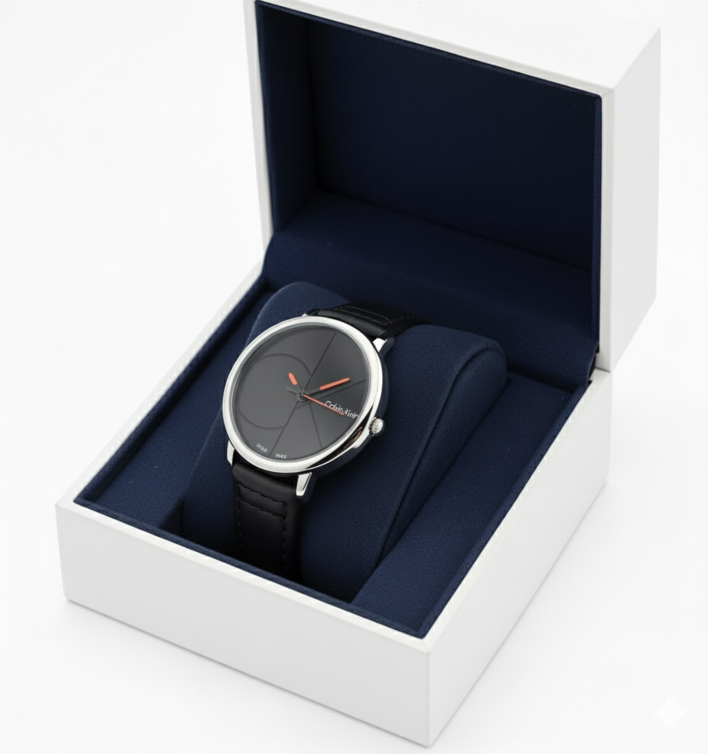 Calvin Klein Black Watch with Leather Strap