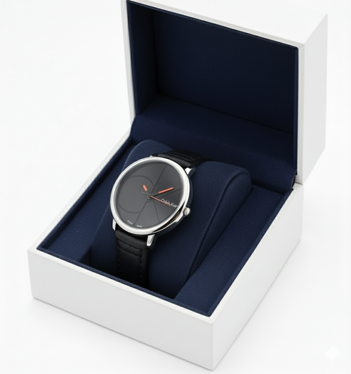 Calvin Klein Black Watch with Leather Strap