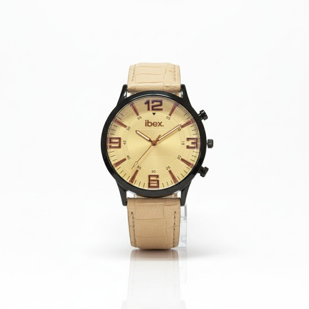 Ibex-Classic G.White Leather Strap Watch