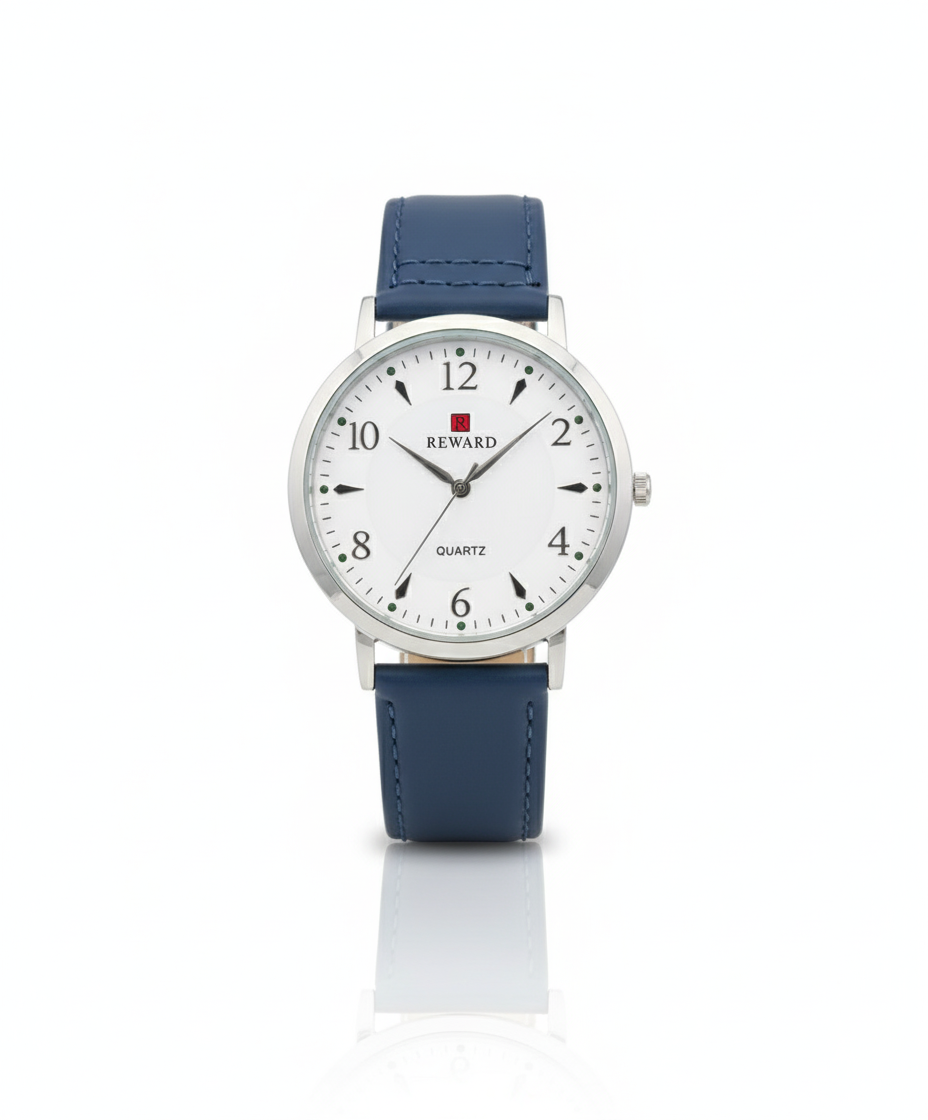 Reward-Classic Quartz Watch with Blue Leather Strap