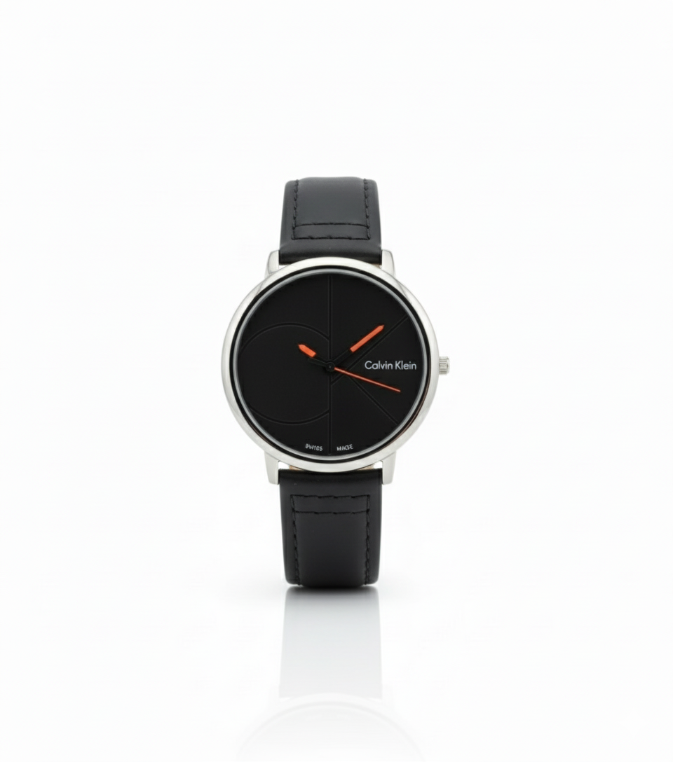 Calvin Klein Black Watch with Leather Strap