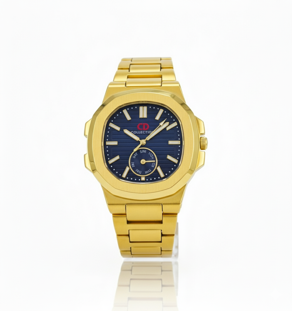 CD-Collection Luxury Gold-Plated Watch with Chronograph Function