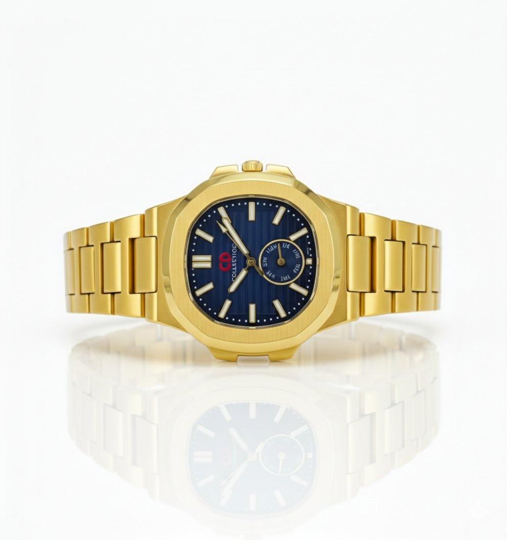 CD-Collection Luxury Gold-Plated Watch with Chronograph Function