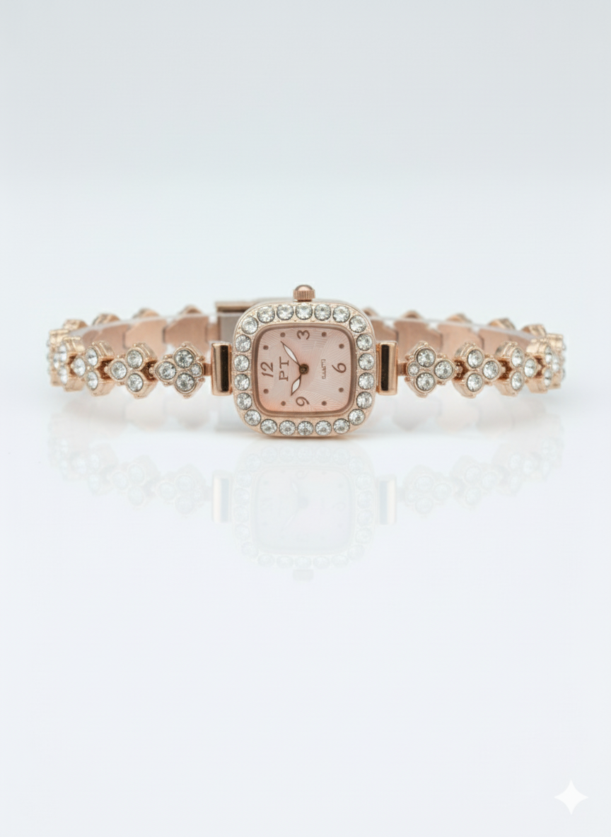 Ft-Elegant Rose Gold Bracelet Watch