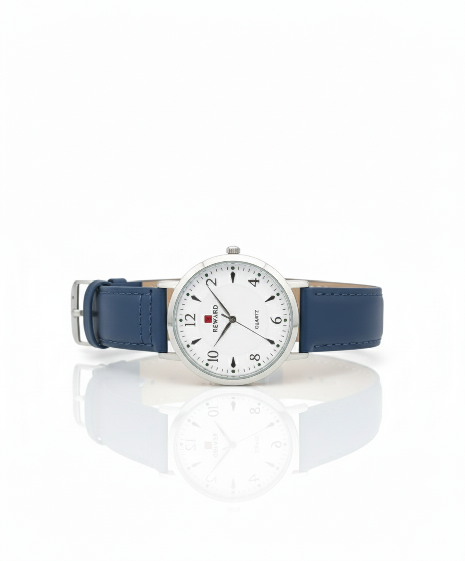 Reward-Classic Quartz Watch with Blue Leather Strap