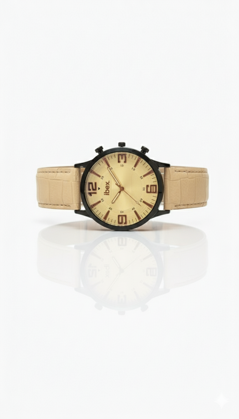 Ibex-Classic G.White Leather Strap Watch