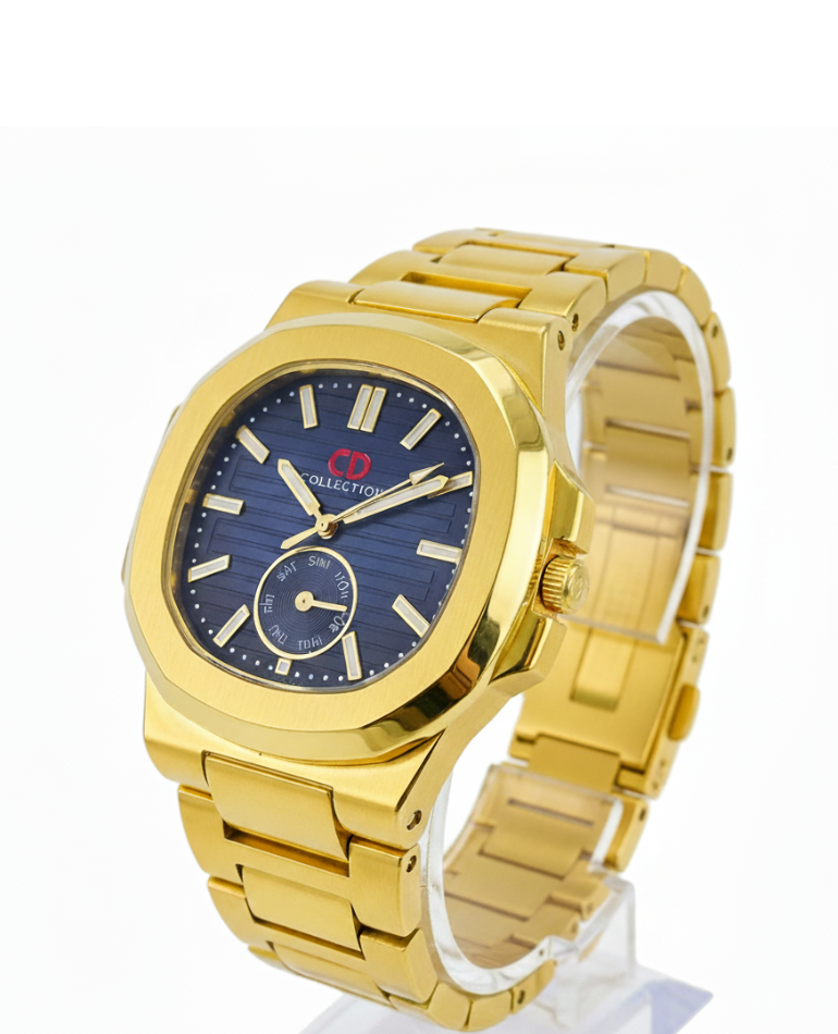 CD-Collection Luxury Gold-Plated Watch with Chronograph Function