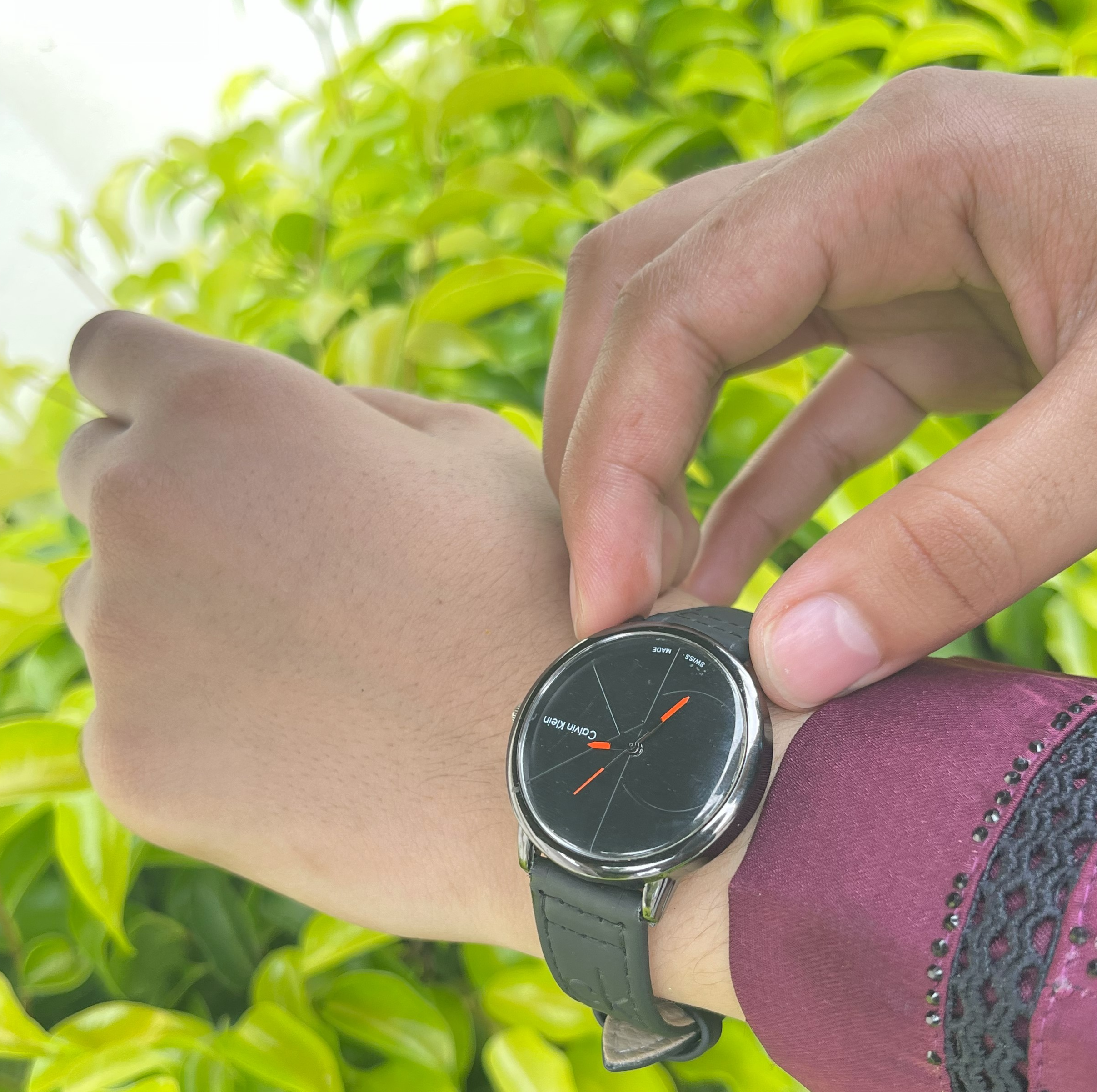 Calvin Klein Black Watch with Leather Strap