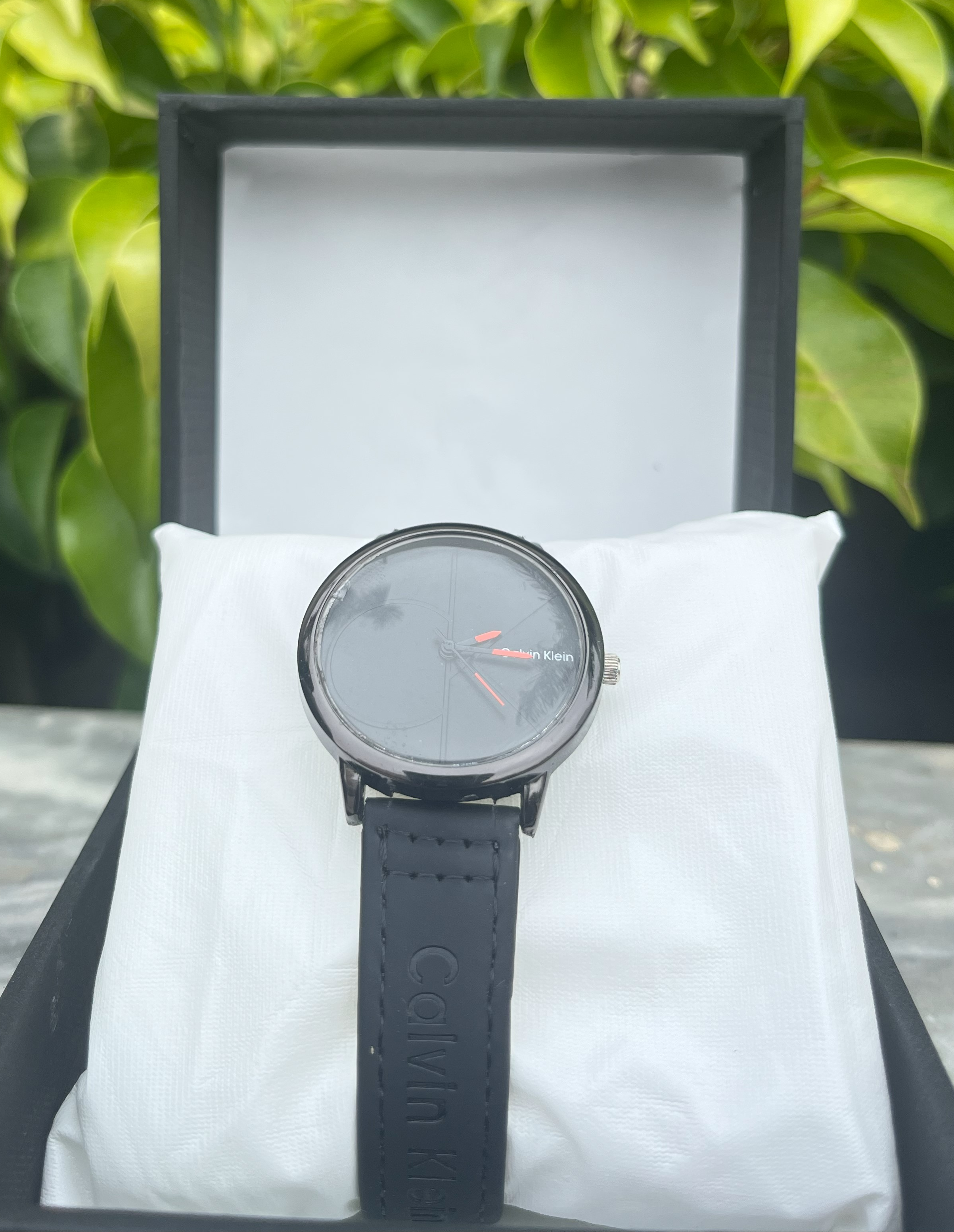 Calvin Klein Black Watch with Leather Strap