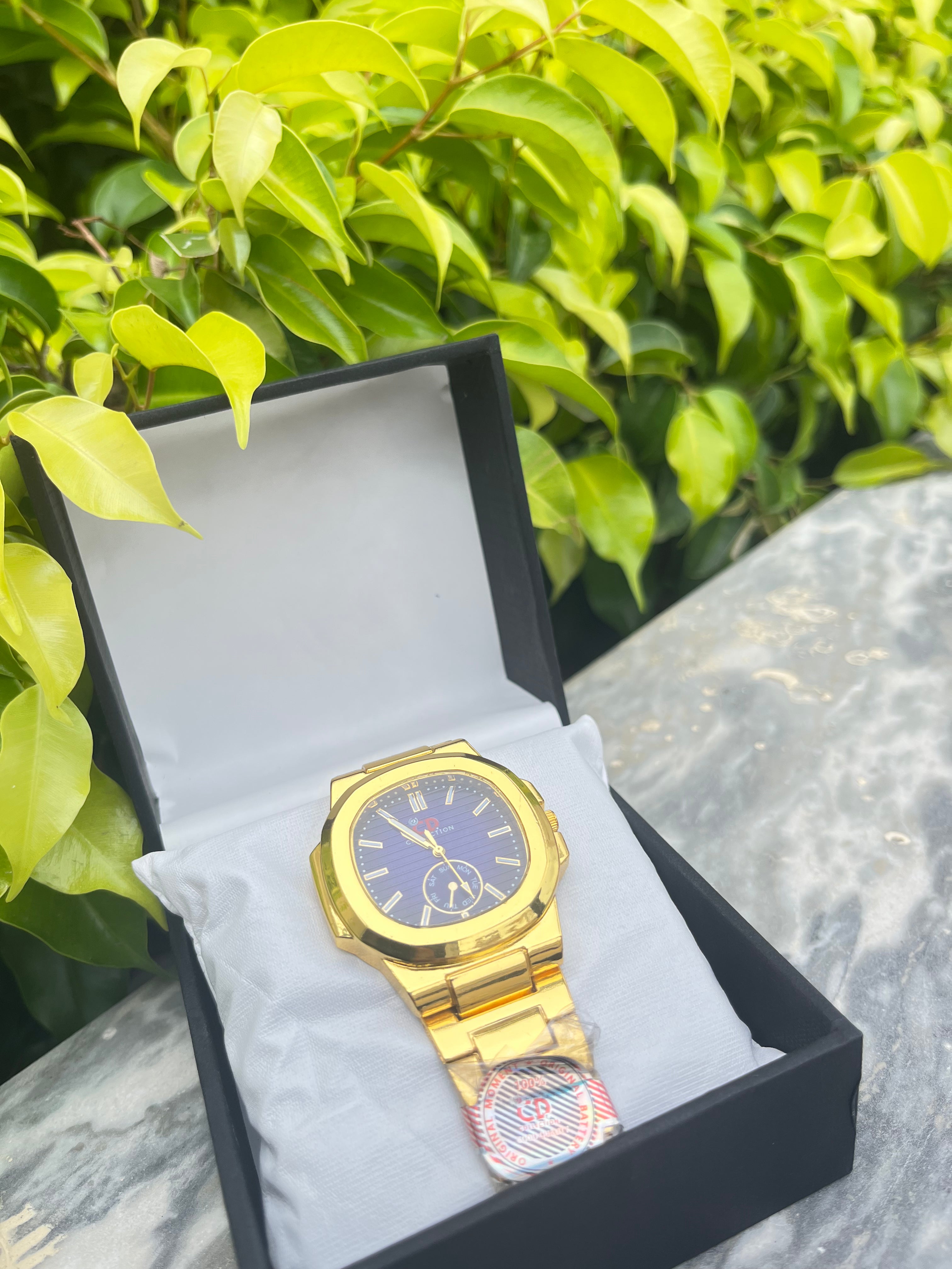 CD-Collection Luxury Gold-Plated Watch with Chronograph Function