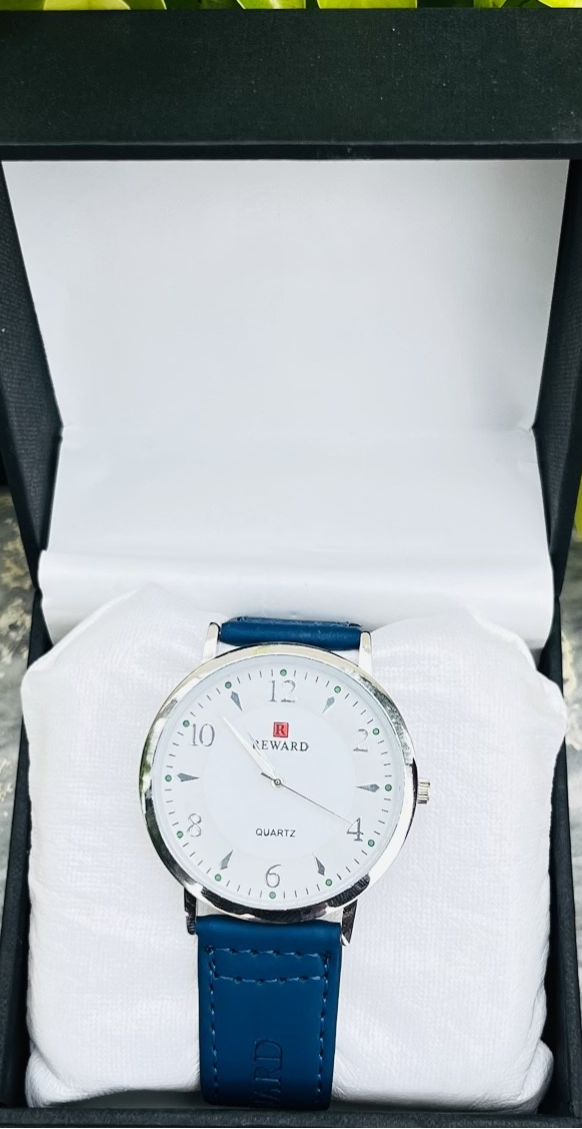 Reward-Classic Quartz Watch with Blue Leather Strap
