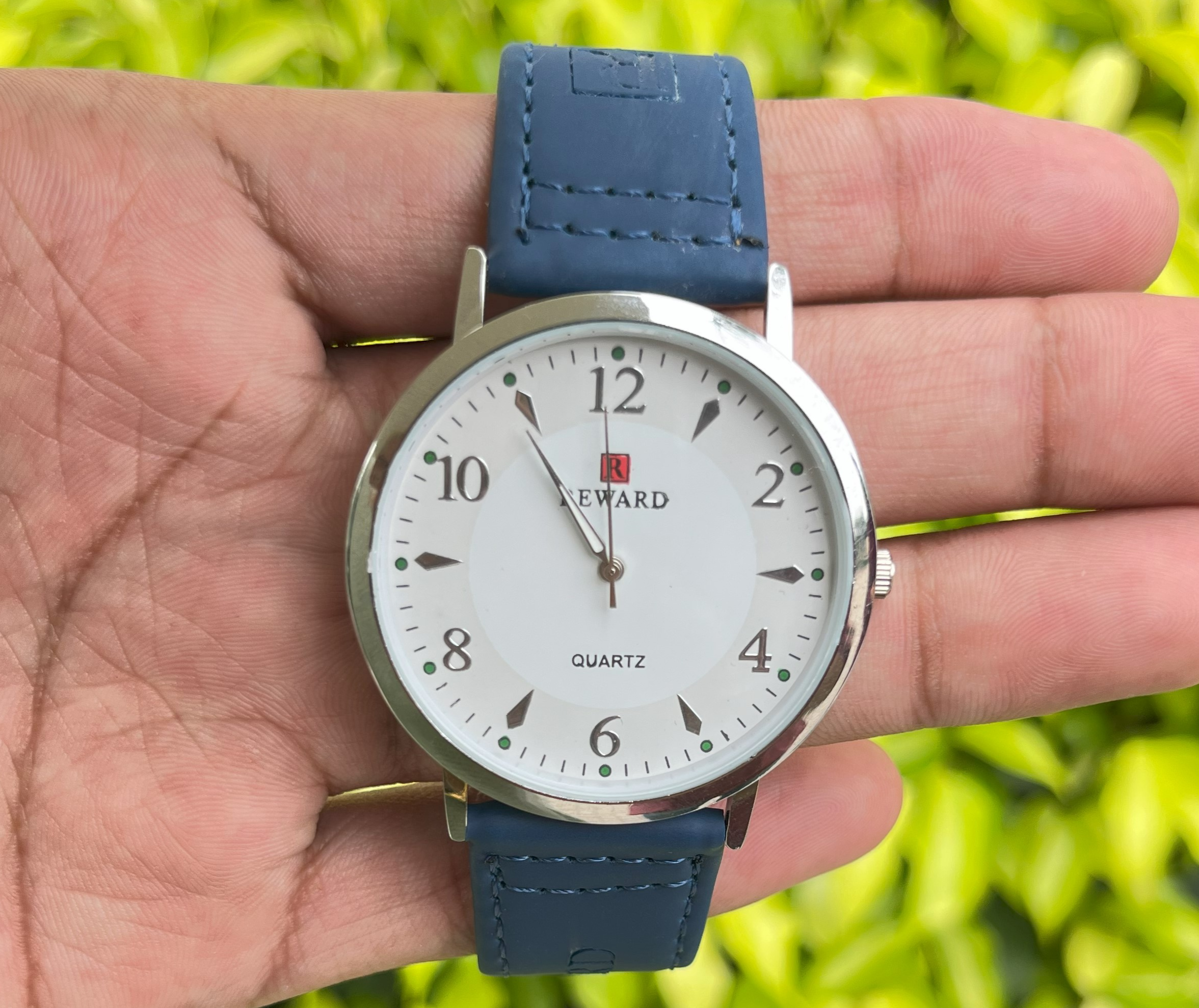 Reward-Classic Quartz Watch with Blue Leather Strap