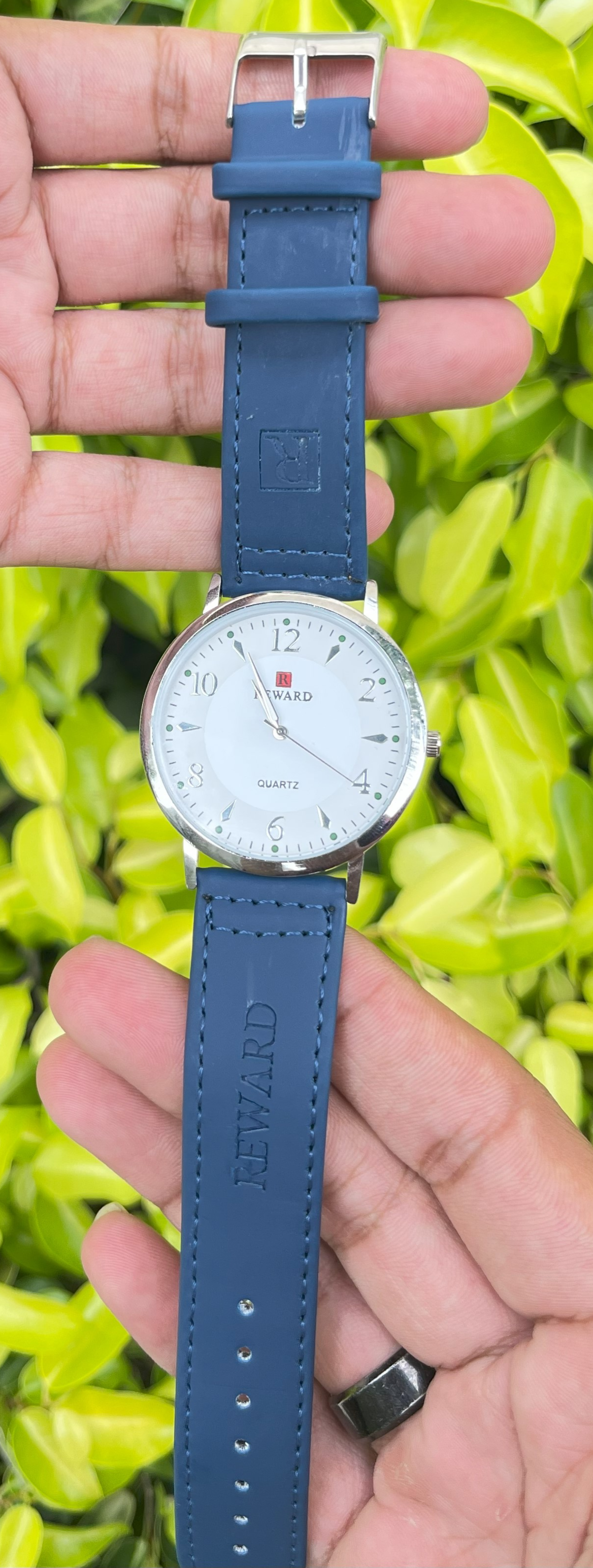 Reward-Classic Quartz Watch with Blue Leather Strap