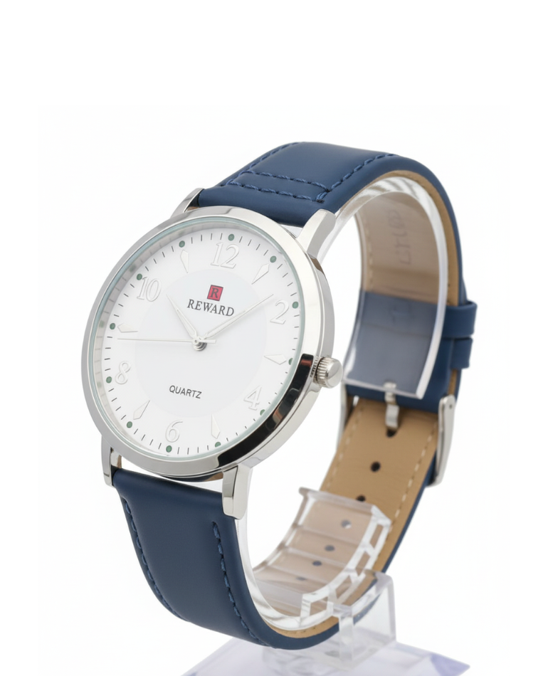 Reward-Classic Quartz Watch with Blue Leather Strap