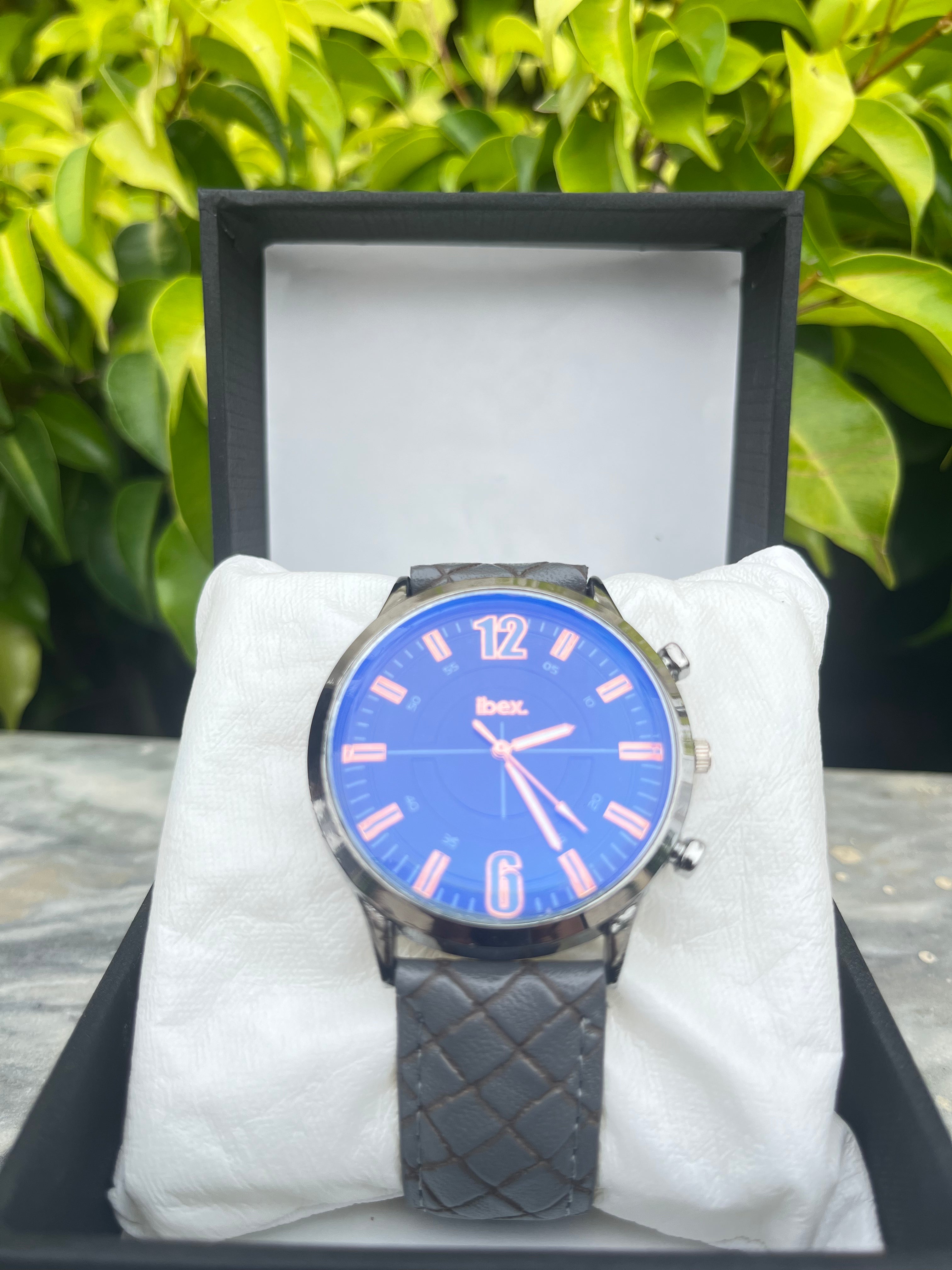 Ibex- Classic Grey Leather Strap Watch
