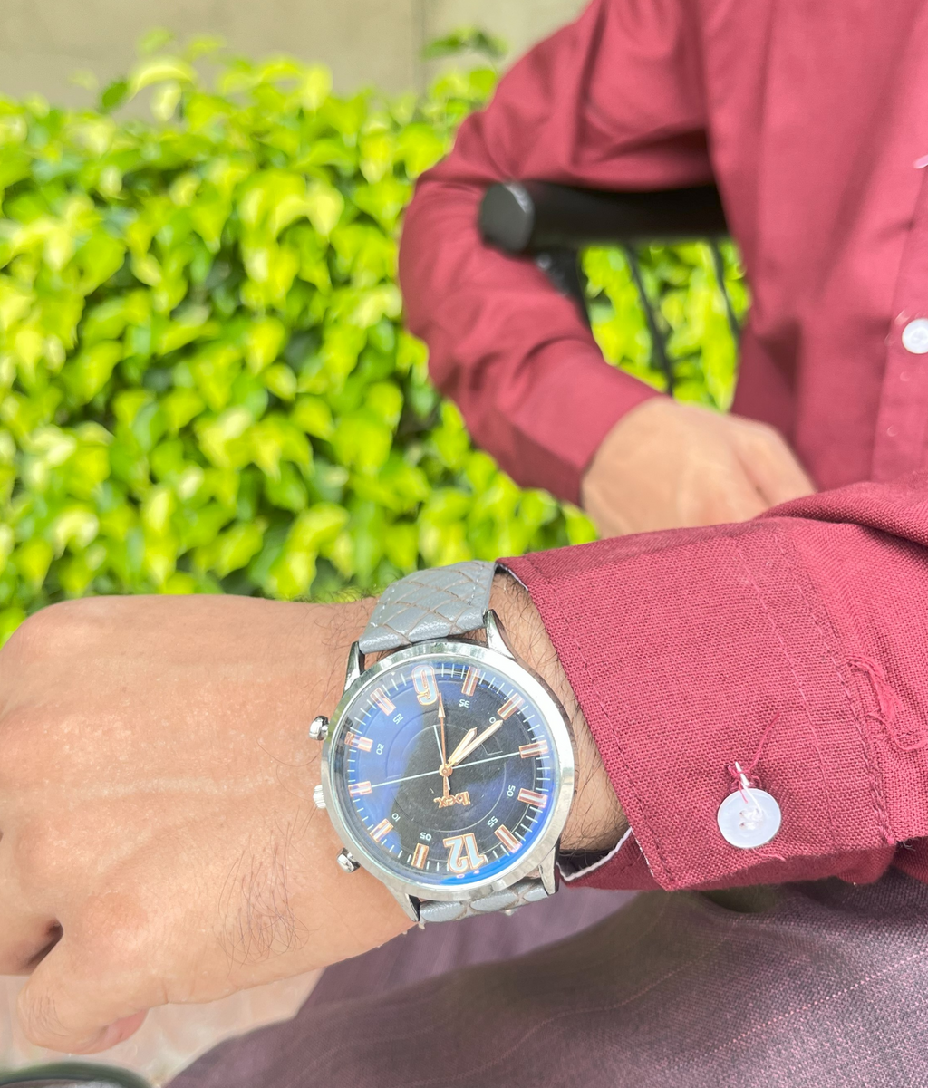Ibex- Classic Grey Leather Strap Watch