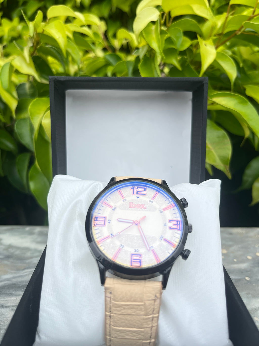 Ibex-Classic G.White Leather Strap Watch