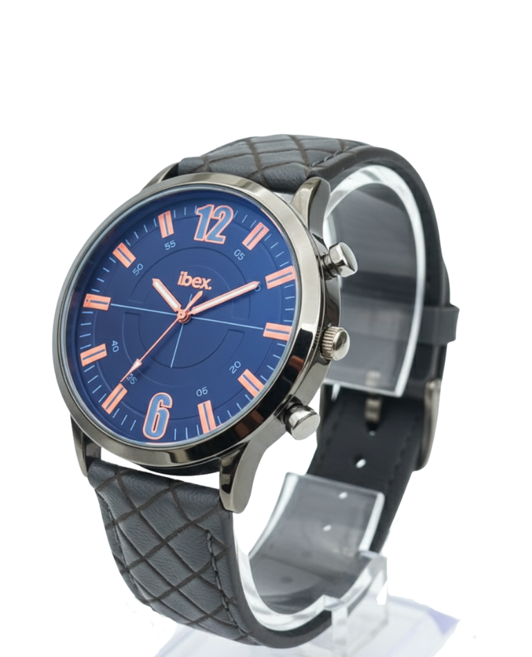Ibex- Classic Grey Leather Strap Watch